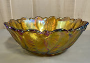 5pc. Vintage Iridescent Indiana Glass Harvest Gold Wild Rose Pattern Console Set