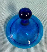 Cobalt Blue Vintage Italian Empoli Glass Pedestal Style Covered Apothecary Jar