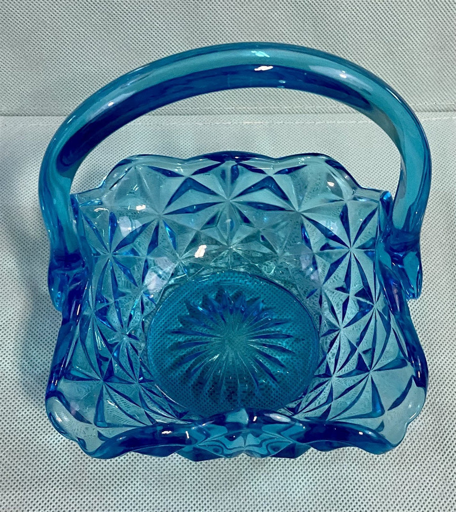 Blue Monticello Indiana Glass Vintage Basket Designed End / Coffee Table Dish