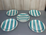 Set of Five Grindley Turquoise Pinstripe Luncheon Plates Staffordshire England