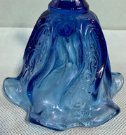 Twilight Blue Vintage Fenton Paisley Swirl Pattern Ruffled Mouth Glass Bell