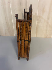 70's Boho Cool Rattan Wicker Hanging Wall 2 Shelf Stand w Great Patina & Pattern