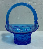 RARE Vintage Royal Blue Cambridge Glass Inverted Strawberries Art Glass Basket