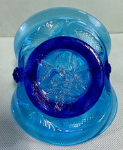 RARE Vintage Royal Blue Cambridge Glass Inverted Strawberries Art Glass Basket