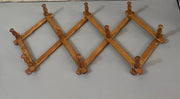 Vintage Boho Wood Accordion Wall Peg Rack w Original Sticker Kitchen King Japan