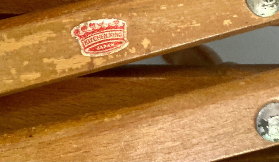 Vintage Boho Wood Accordion Wall Peg Rack w Original Sticker Kitchen King Japan