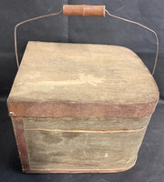 Antique Primitive Rustic Farmhouse Style Wooden Egg Carrying Crate with Handle