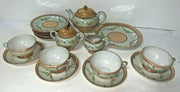 Vintage Orange and White Hand Painted 14 Piece Tea Set Made in Japan