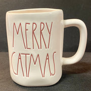 Rae Dunn Artisan Collection "Merry Catmas" White Holiday Themed 12oz Ceramic Mug