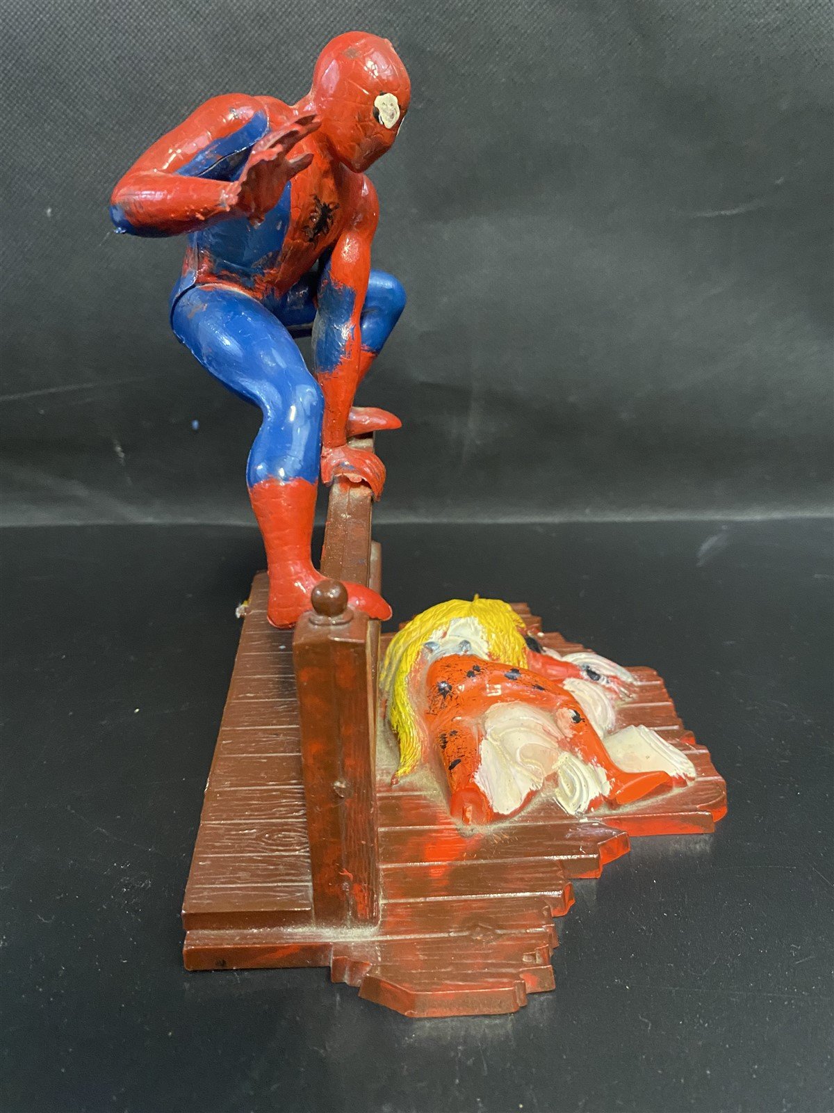 1974 Aurora Built Up and Painted Spiderman Comic Scene Model