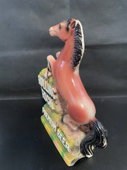 Rolling Rock Premium Beer Barback Chalkware Horse 1970's Breweriana Decor