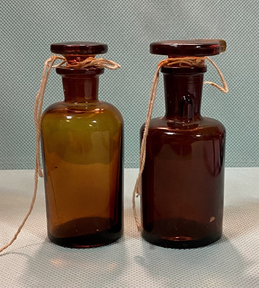 Pair of Antique T.C. Wheaton Co. Small Amber Apothecary / Pharmaceutical Bottles