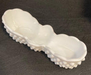 Vintage Rare 1960's Fenton Art Glass Milk Glass Hobnail Spooner Decorative Dish