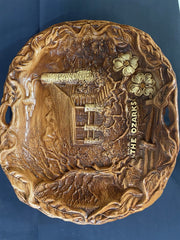 Vintage Souvenir Tourist Plate The Ozarks Log Cabin Lugenes/Branson Missouri
