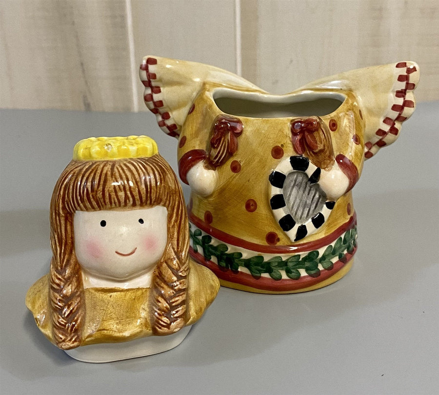 Sakura China Debbie Mumm Gathering of Angels Cookie Jar Creamer Sugar Shaker Set