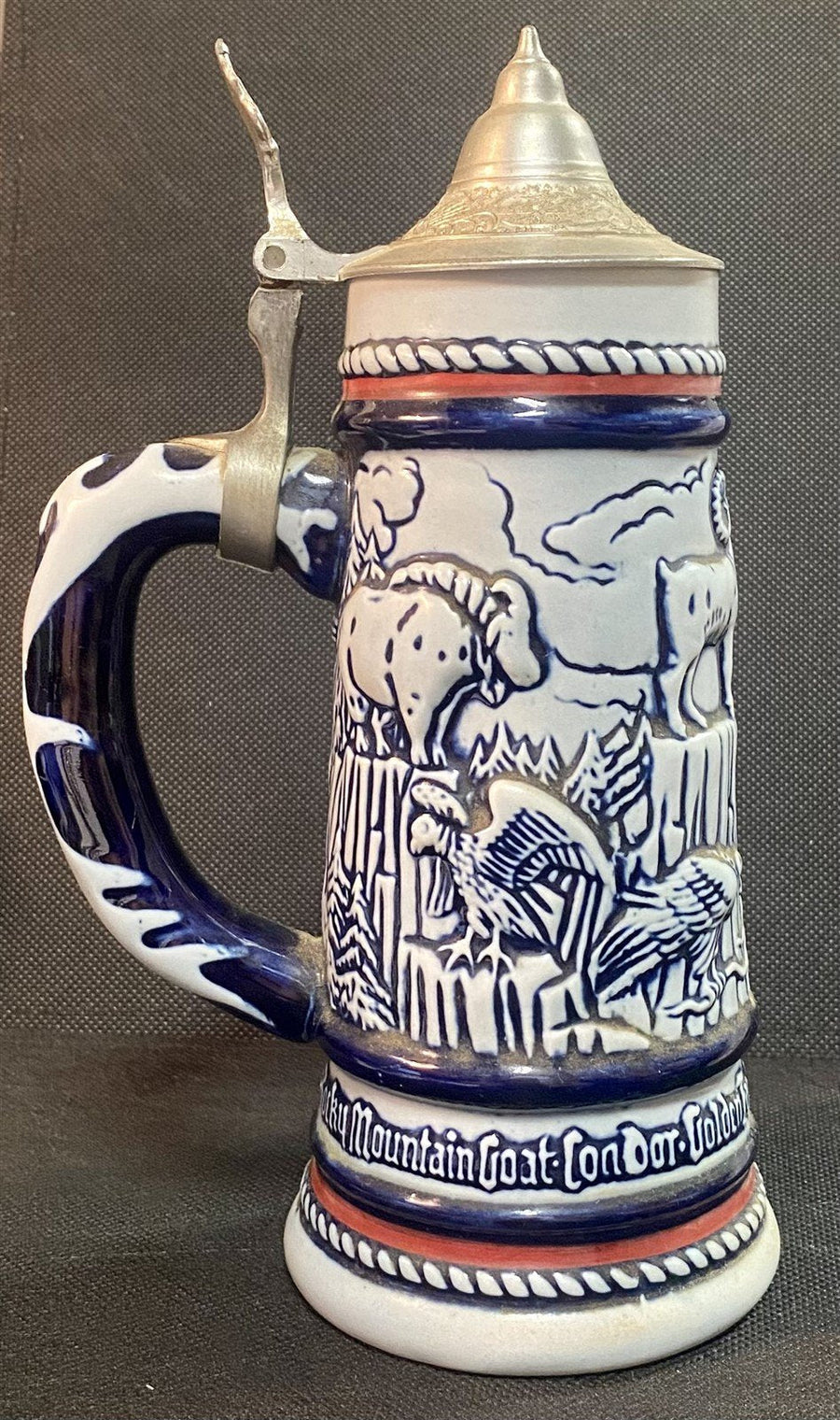1976 Avon Exclusive Limited Sale Numbered Western Mountain Animal Covered Stein