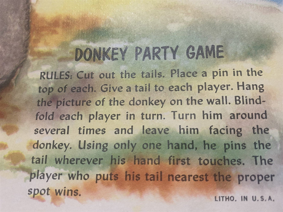 Party Fun 1952 Donkey Party with 24 Donkey Tails and How To Play 25 PARTY GAMES