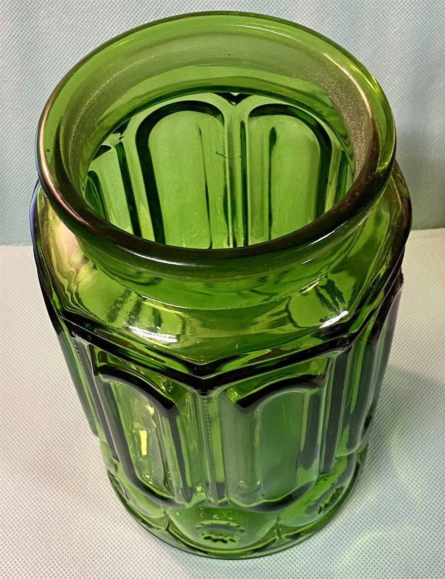 Green LE Smith Moon and Star Vintage Glass Apothecary Canister Jar without Lid