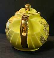 6 Cup Hall China Canary Yellow w / Gold Design "Parade" Gold Label Series Teapot