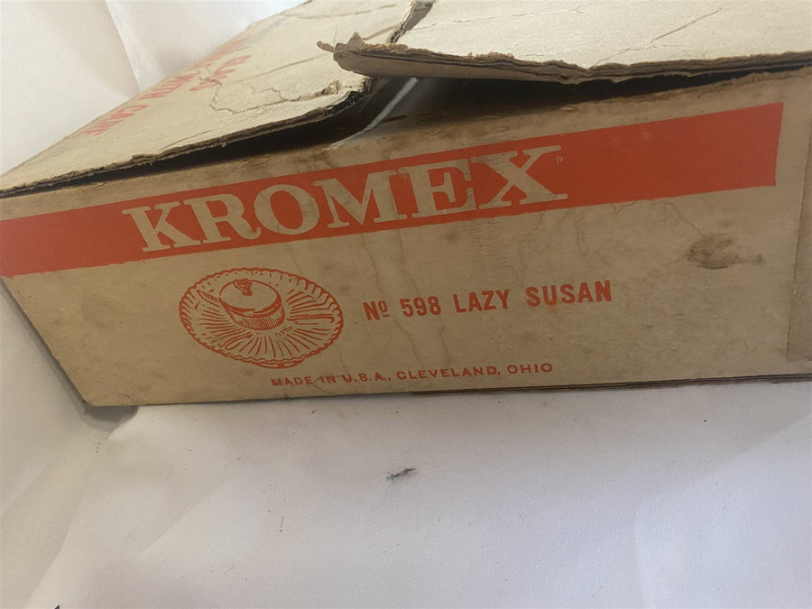 Lazy Suzan Vintage 5 part Crystal Mid Century MCM Serving Tray w/ original box