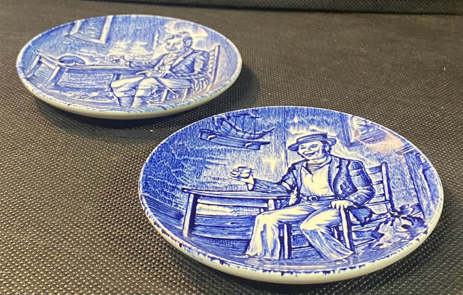 Set of Decorative Saucers by Enoch Wedgwood (Tunstall) LTD Sailor and Hunter