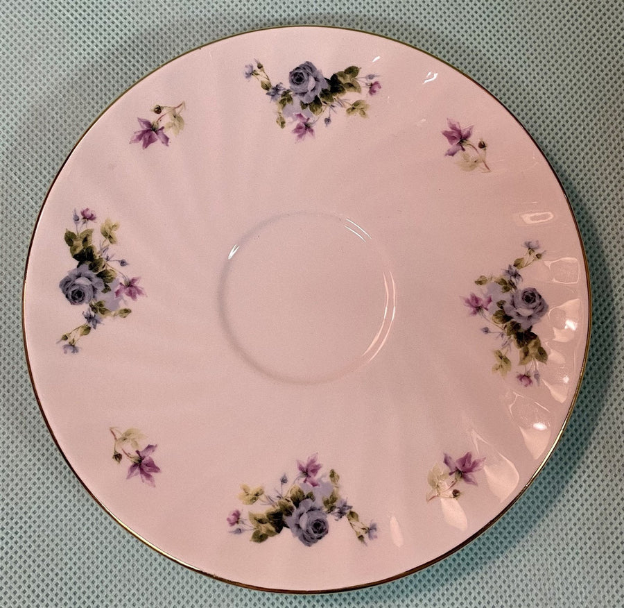 Ciera Fine China Vintage RARE Bluish Purple Rose Pattern Teacup and Saucer