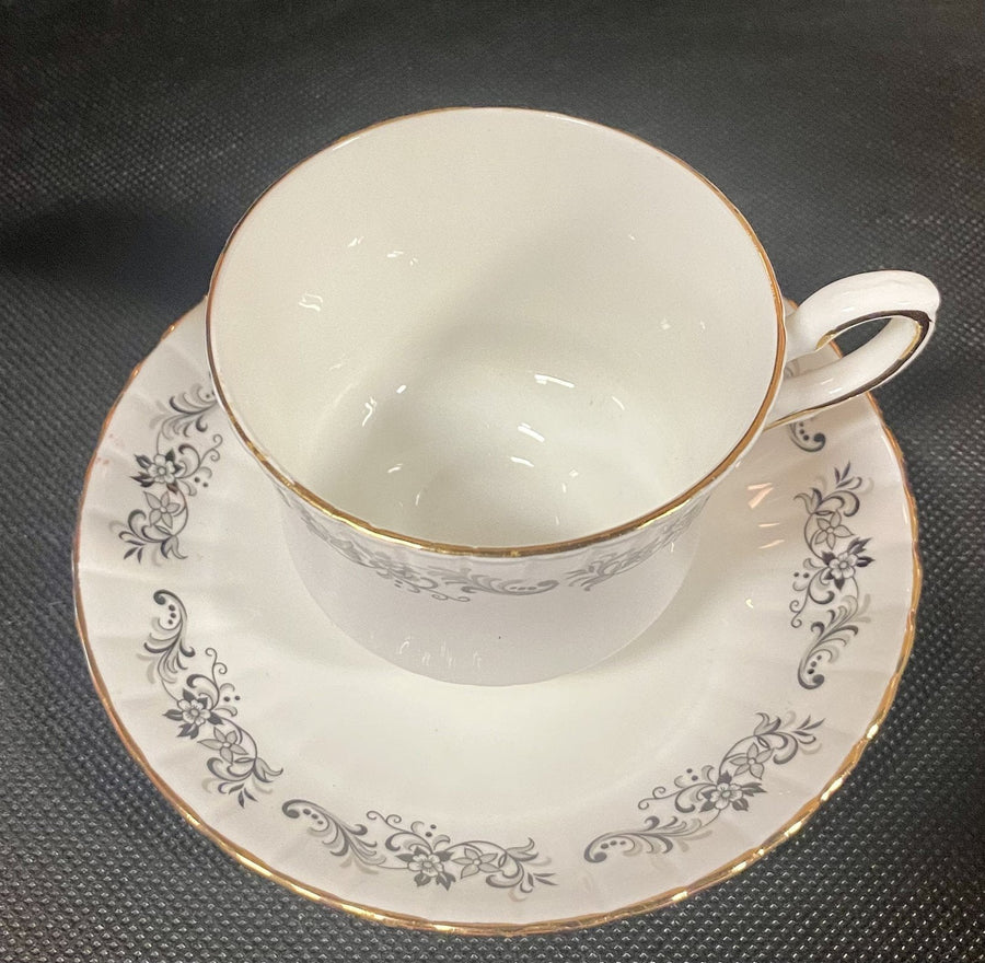 Royal Stafford Vintage Bone China Teacup and Saucer Gold Trimmed Othello Pattern