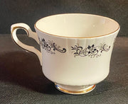 Royal Stafford Vintage Bone China Teacup and Saucer Gold Trimmed Othello Pattern