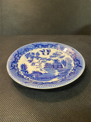 One Vintage Blue Willow Chinese Legend Patterned Unbranded Asian Art Saucer