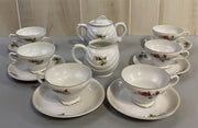 Pompadour Style Moss Rose Pattern Vintage Tea Set (No Teapot ) Made in Japan