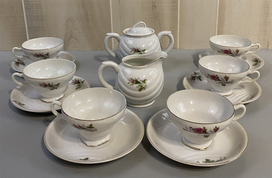 Pompadour Style Moss Rose Pattern Vintage Tea Set (No Teapot ) Made in Japan