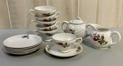 Pompadour Style Moss Rose Pattern Vintage Tea Set (No Teapot ) Made in Japan