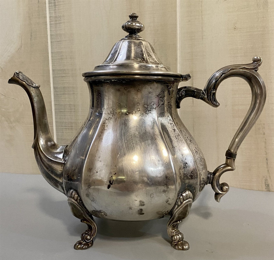 3pc. Antique Chippendale Silver Teapot, Creamer Pitcher, and Sugar Bowl Set