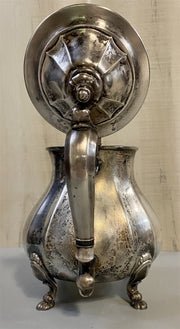 3pc. Antique Chippendale Silver Teapot, Creamer Pitcher, and Sugar Bowl Set