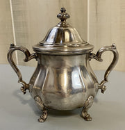 3pc. Antique Chippendale Silver Teapot, Creamer Pitcher, and Sugar Bowl Set