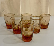 Gold Painted Floral Print Vintage Sake Set w/ 6 Matching Sake Glasses