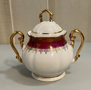 Serbian Made Antique Porcelain Tea Set for 6 with Teapot Creamer and Sugar Bowl