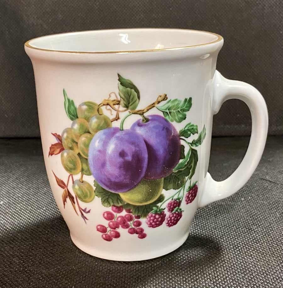 2 Gold Trim Naaman Israel Vintage Teacup / Coffee Mug Mixed Fruit Pattern Design