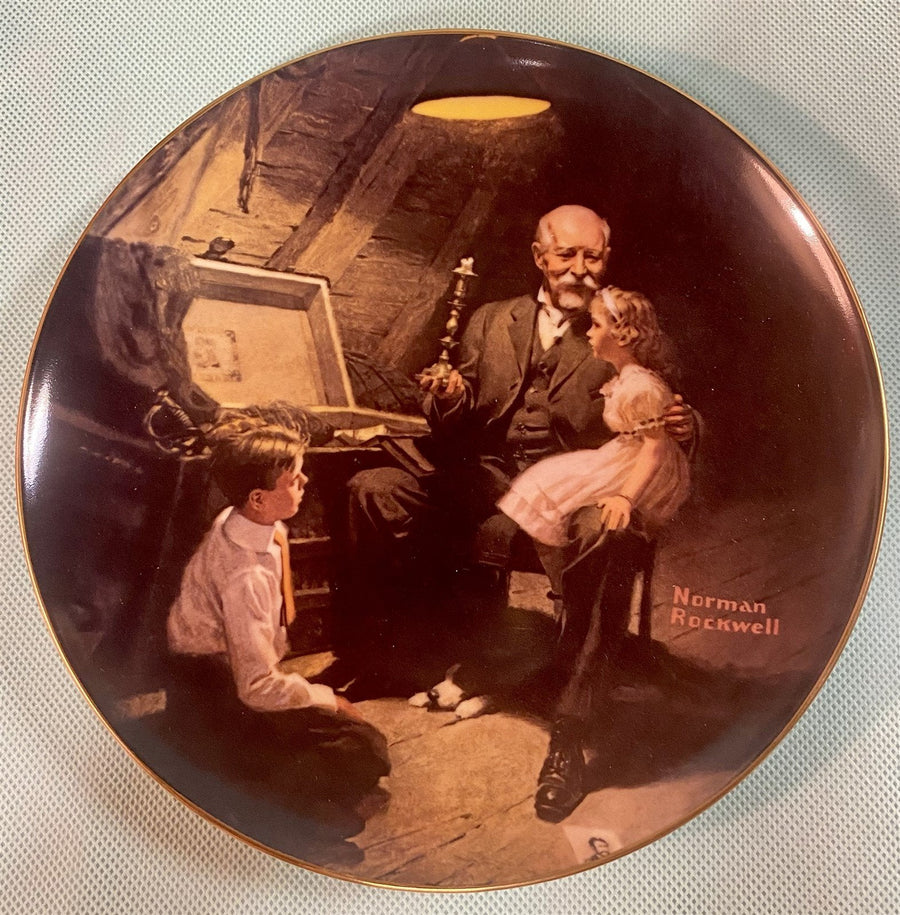 2 Grandpa "Themed" Norman Rockwell Decorative Collector Plates by Knowles China