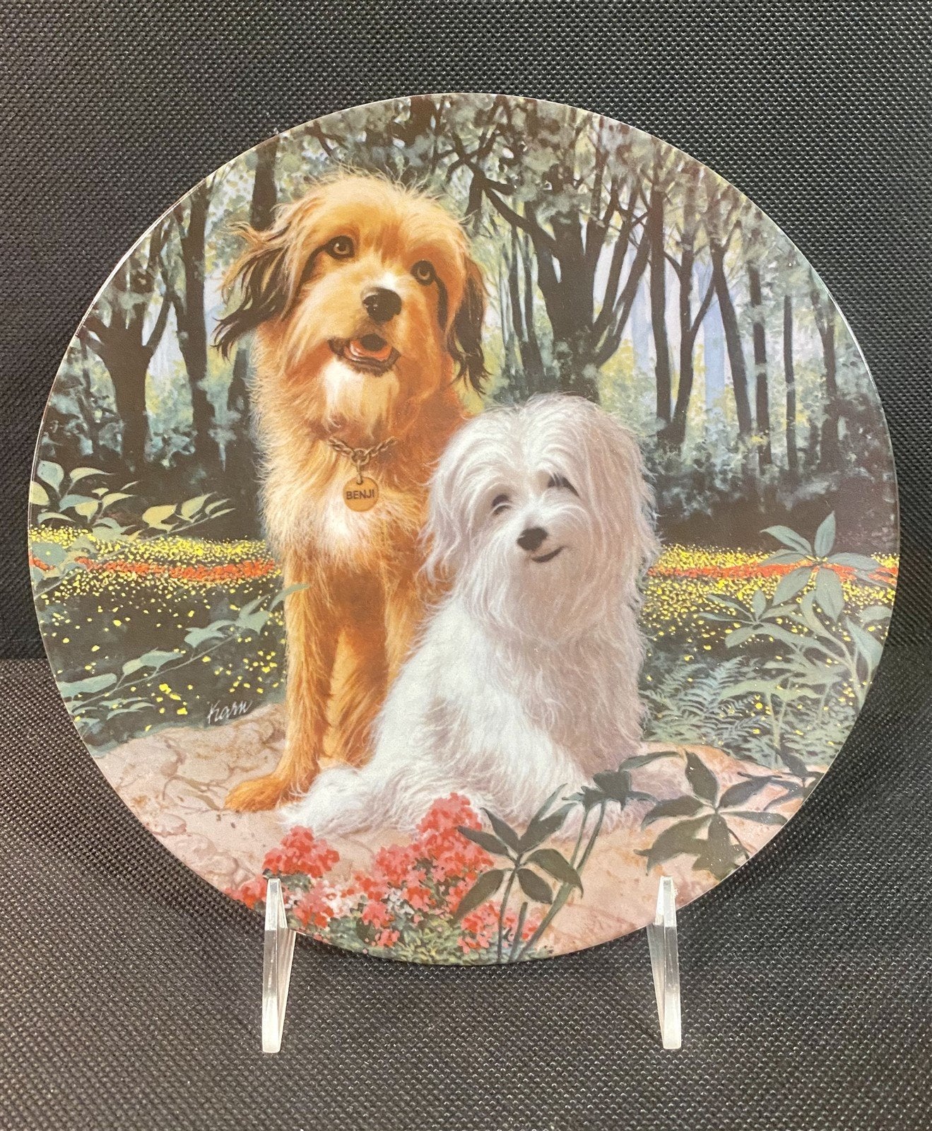 1982 Royal Manor Porcelain "Wags to Riches" Benji and Tiffany Collector Plate