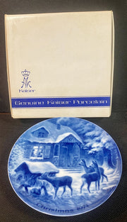 Kaiser West Germany Christmas Plate 1971 "Silent Night" Deer and Cottage Scene