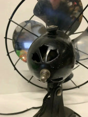 Vintage Black portable cast Iron Steel fan art Deco Steampunk