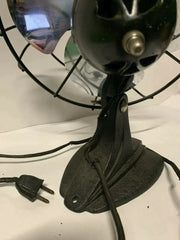 Vintage Black portable cast Iron Steel fan art Deco Steampunk