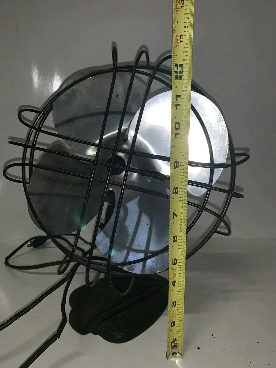 Vintage Black portable cast Iron Steel fan art Deco Steampunk
