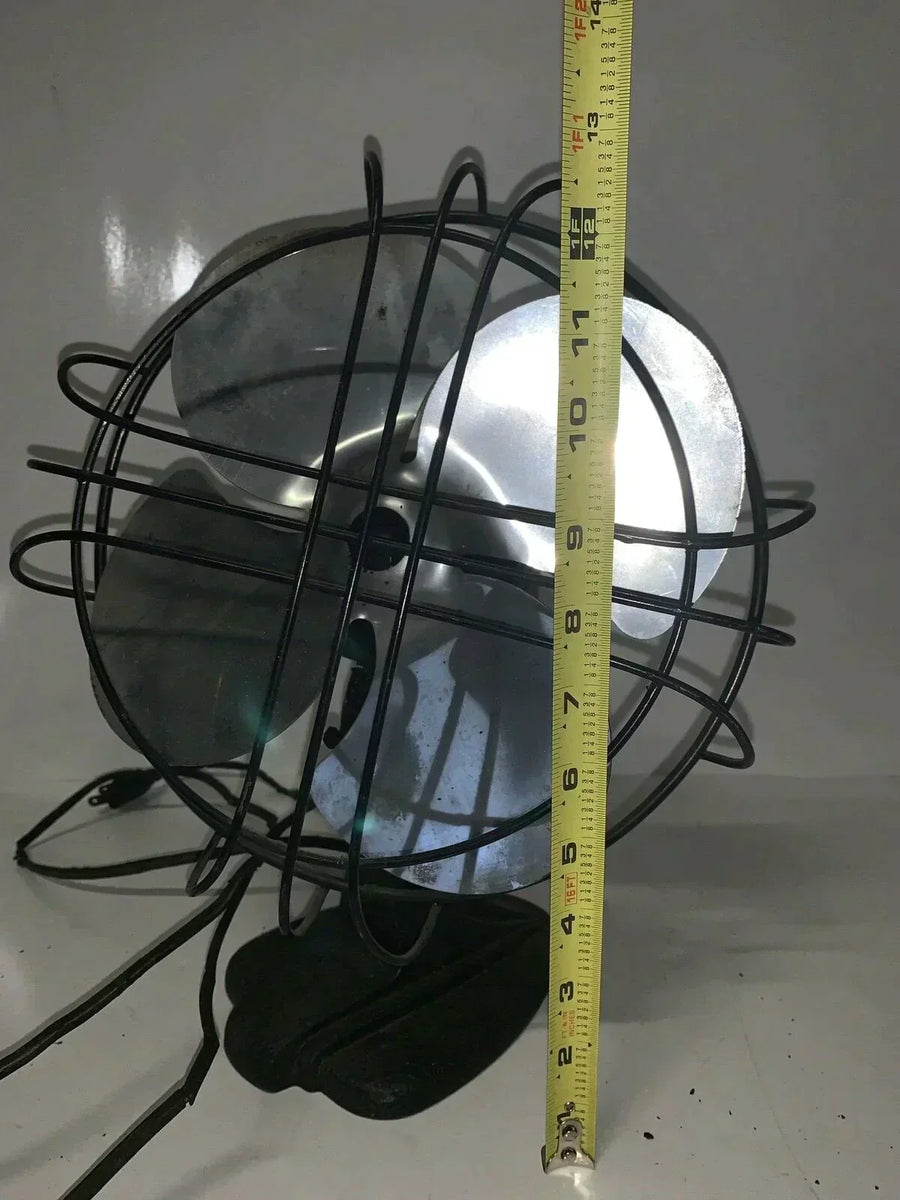 Vintage Black portable cast Iron Steel fan art Deco Steampunk