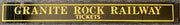 Granite Rock Railway Railroad RR Jealousy Glass Ticket Booth Sign