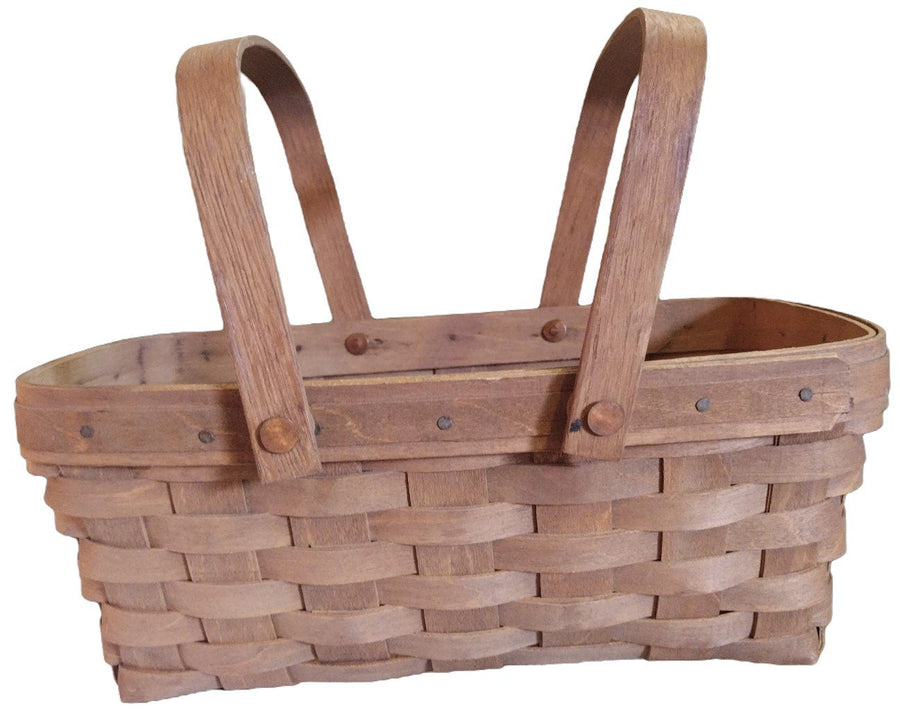 Longaberger Brown Vintage 2-handle Handwoven Basket with LM Signature