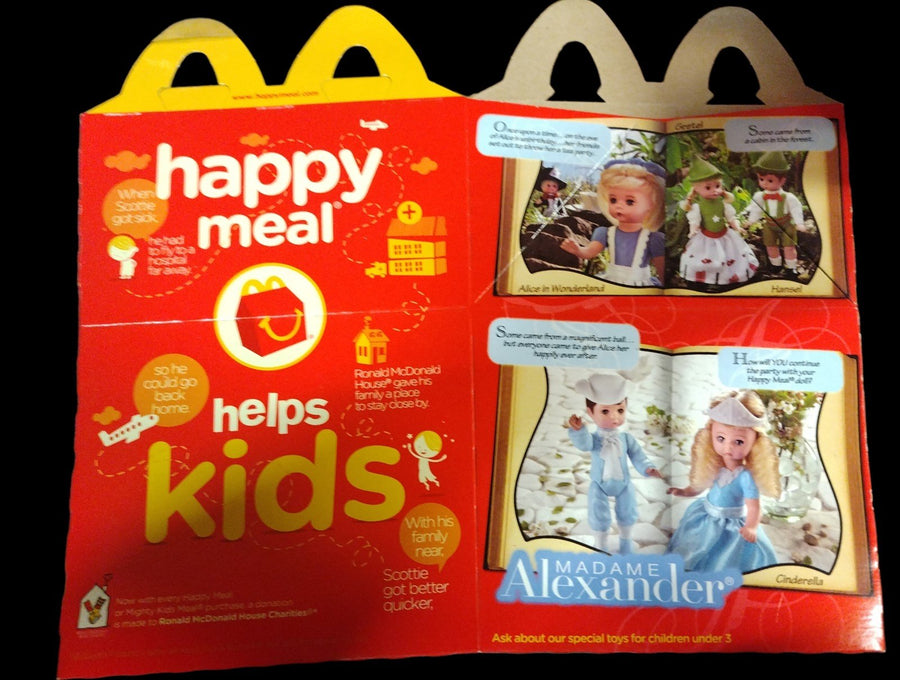Vintage McDonalds Happy Meal Box and 8 Toy Dolls Madame Alexander Fairy Tale Set