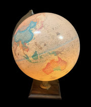 Replogle Illuminated Globe Desk Table Lamp Works Raised Relief 1980 12 Diameter