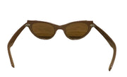 Vintage 1950s Fashion Cosmetan Brown Cream Cat Eye Sunglasses Eyewear with Case